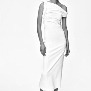 Zara One-Shoulder White Dress